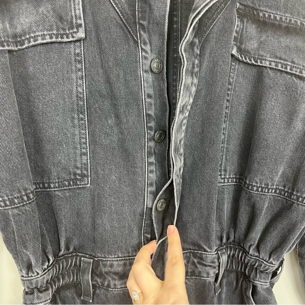 AGOLDE VIANKA DENIM UTILITY BUTTON UP JUMPSUIT LONG SLEEVE IN BLACK SIZE 10 - Picture 15 of 16